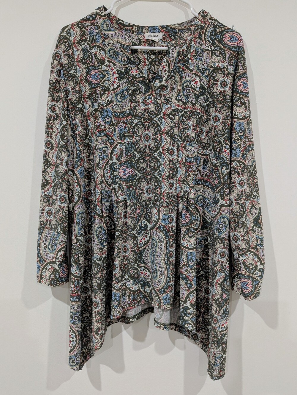 Westport Olive Green Paisley Long Sleeve Tunic